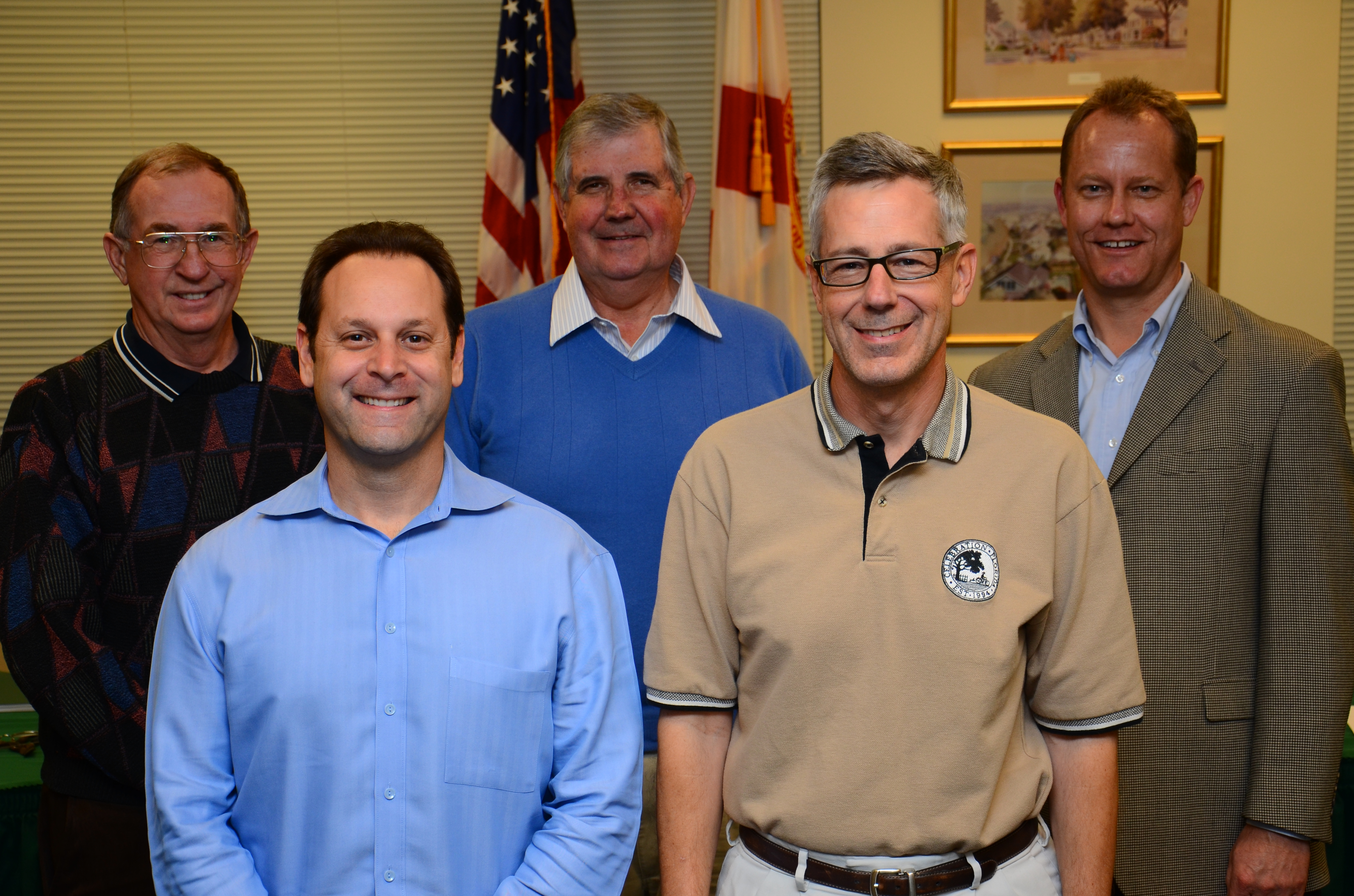 L to R: Cliff Akey, Lee Moore, Bruce Carlson, Floyd McCollum, Tom Sunnarborg